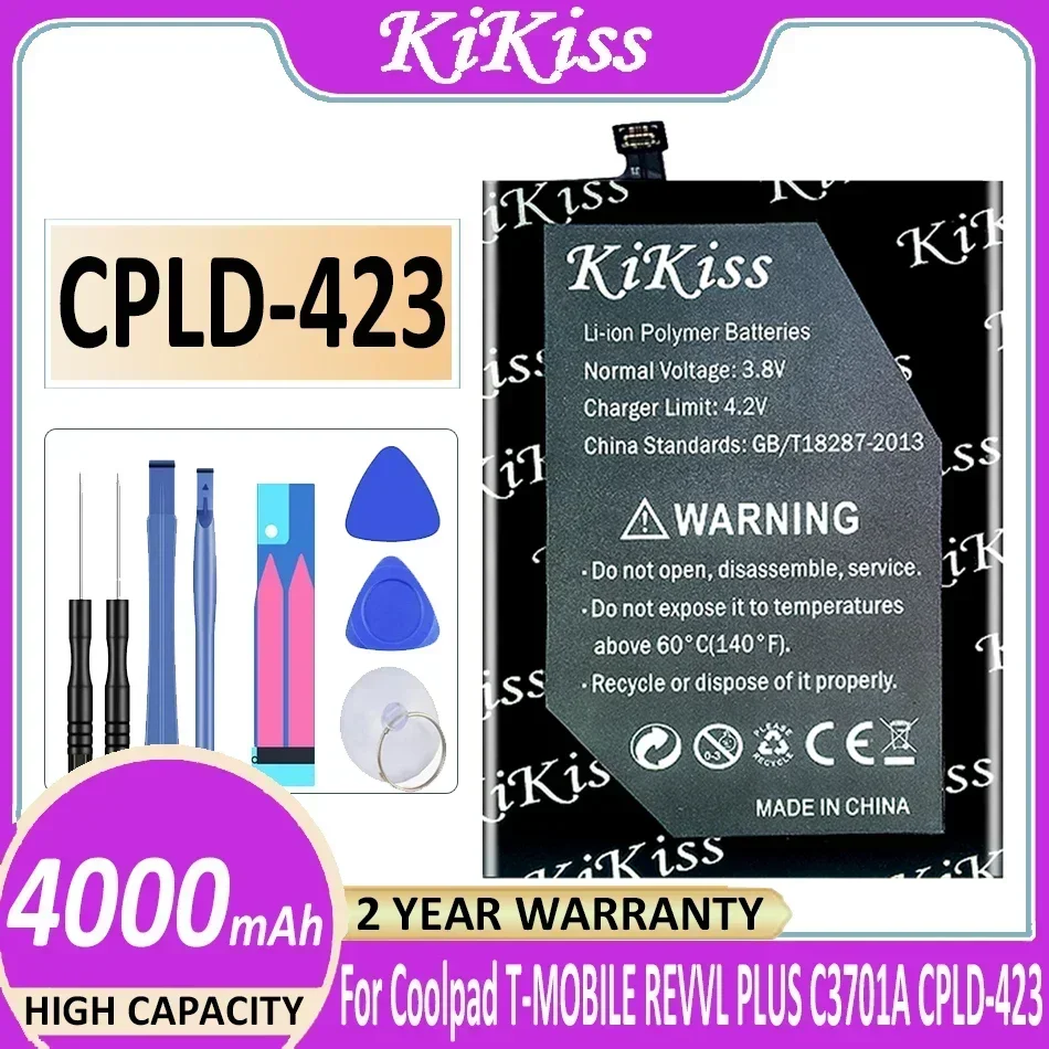 KiKiss Battery CPLD423 4000mAh for Coolpad T-MOBILE REVVL PLUS C3701A CPLD-423 CPLD 423 Batteries