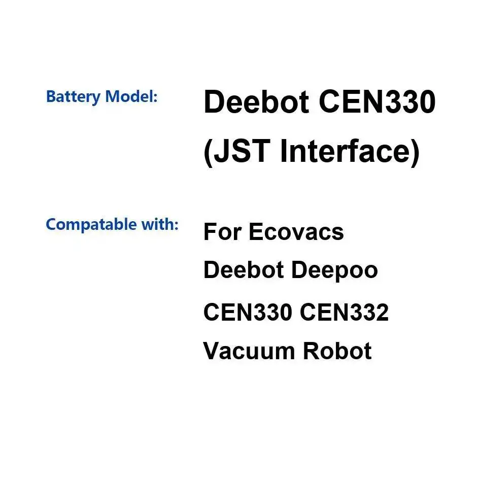 

Аккумулятор для робота-пылесоса 2800 мАч для Ecovacs Deebot Deepoo CEN330 CEN332 с интерфейсом JST