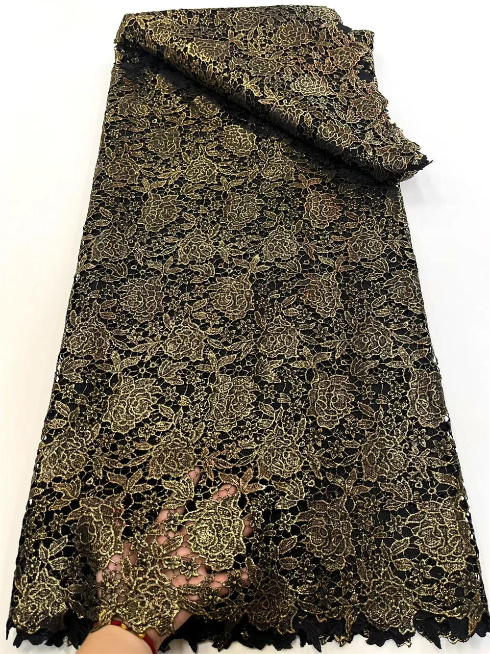 Nuovi Arrivi 5 Yard Pizzo Francese con Paillettes Tulle Africano Cavo Guipure Tessuto Netto Ricamato per la Festa Nuziale Nigeriano Hm37-1