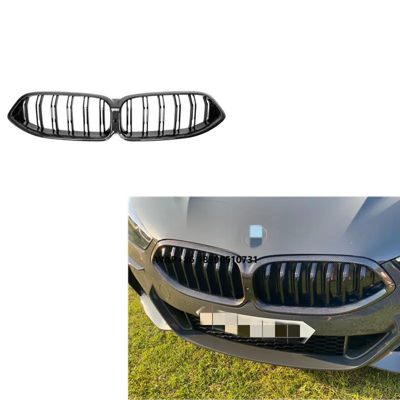 

ABS Gloss Black Double Slat Center Grille Grill Mesh Front Bumper Kidney for 8 Series G14 G15 G16 M8 2020+