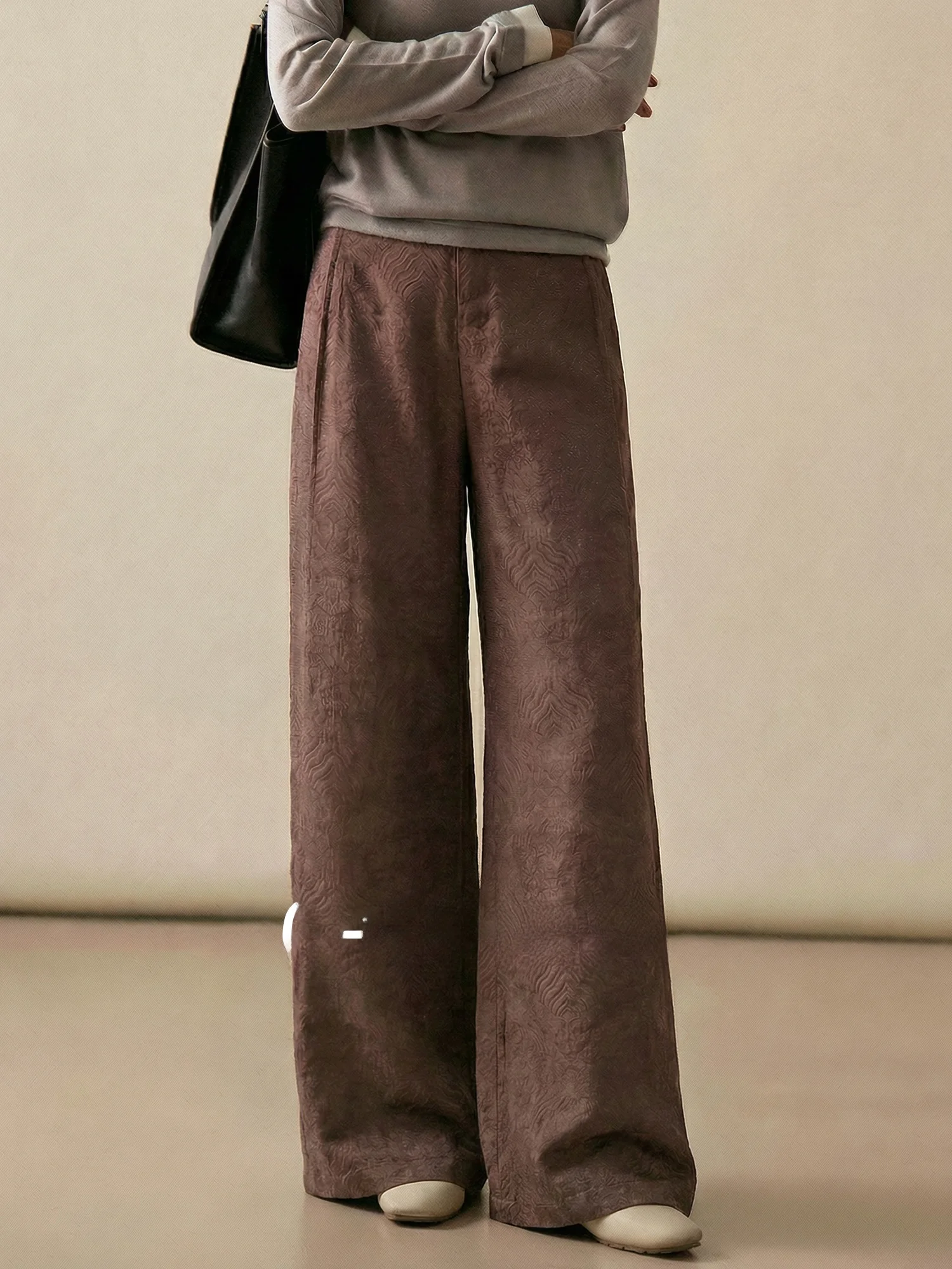 

Chivirin Silk Linen Wide Leg Pants Women's Casual High Waist Straight Cut Trousers Spring 2026 Comfortable Loose Fit Long Pants