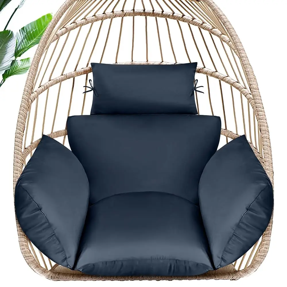 

Egg Chair Cushion, Memory Foam Indoor Outdoor Hanging Egg Chair Cushion Replacement, Patio Basket Swing Cushion With Headrest