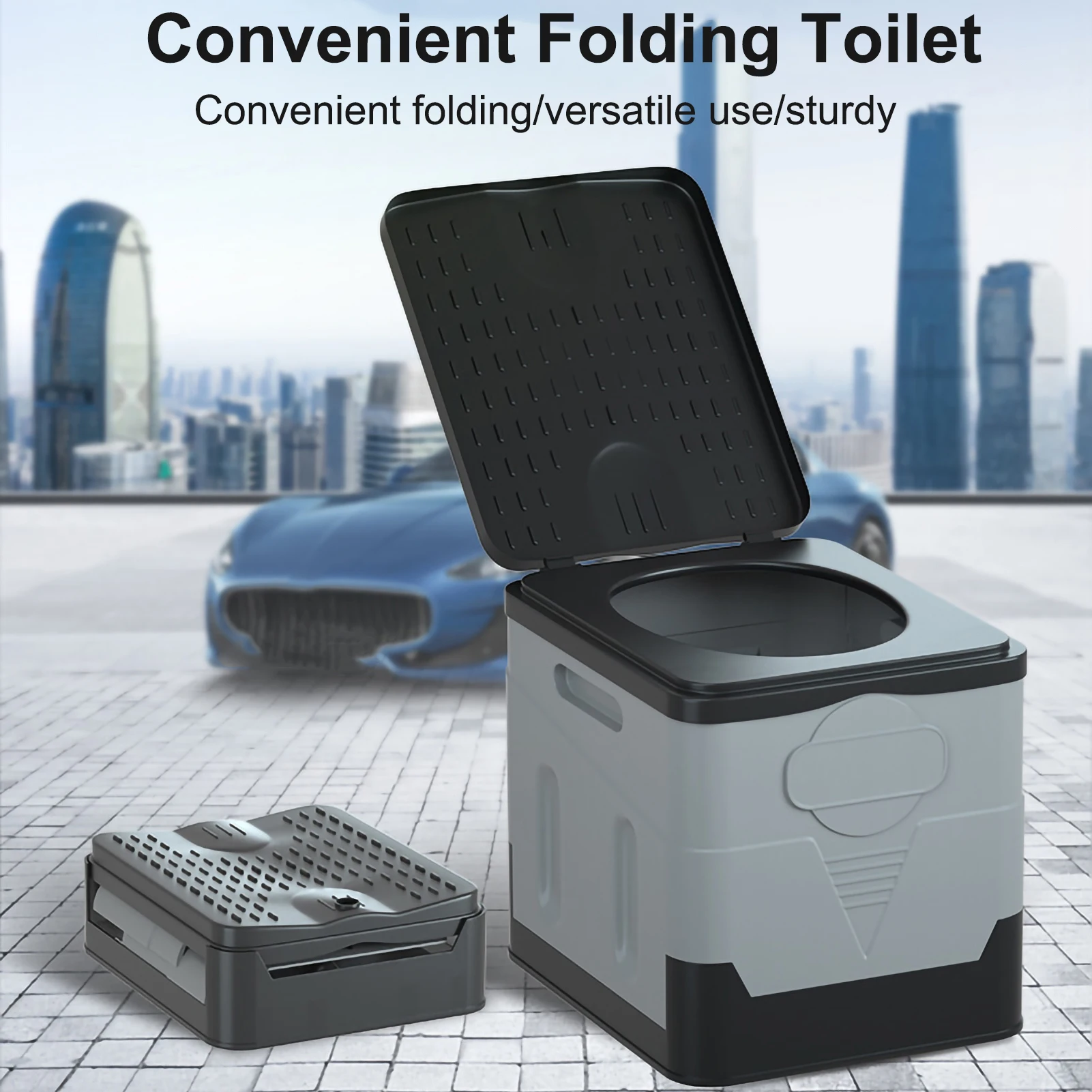 Portable Toilet Folding Outdoor Camping Potty for Adults Kids Cover Design Seat Toilets Reusable Toilet for Picnic Car Travel