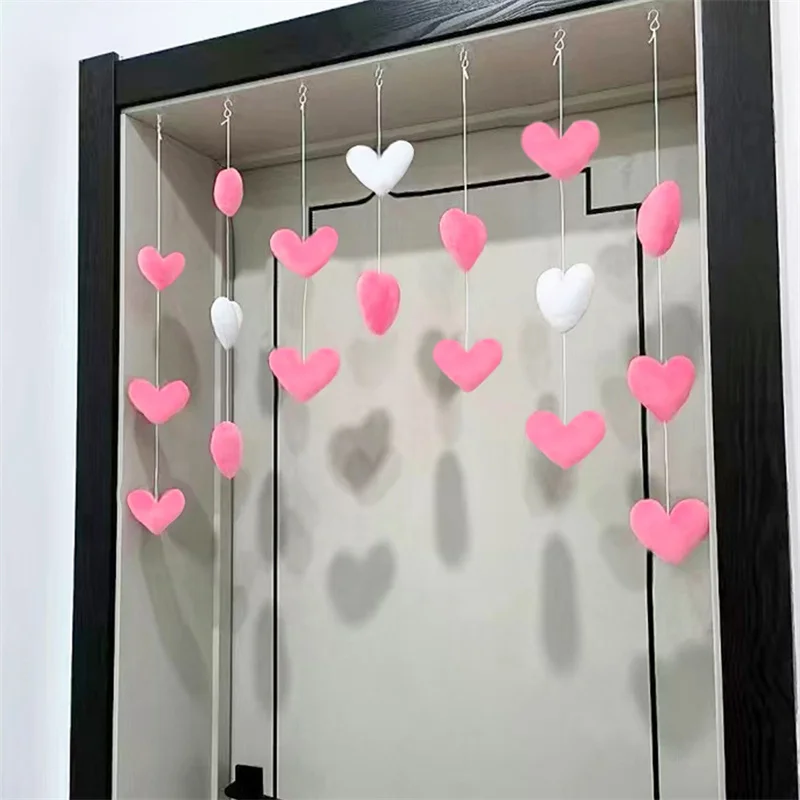 New Heart Shaped Curtain Door Hanging Decoration Korean Style String Pendant High Beauty Curtain Partition Door Girls Room Decor