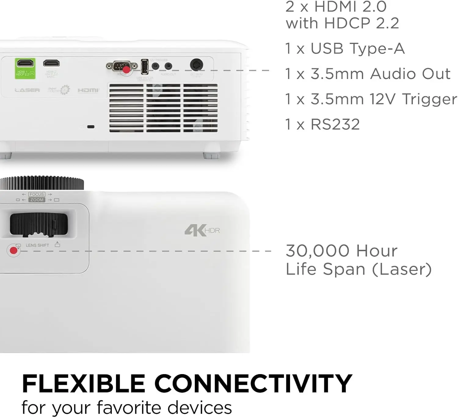 ViewSonic LX700-4K UHD 3500 Lumens Laser Projector