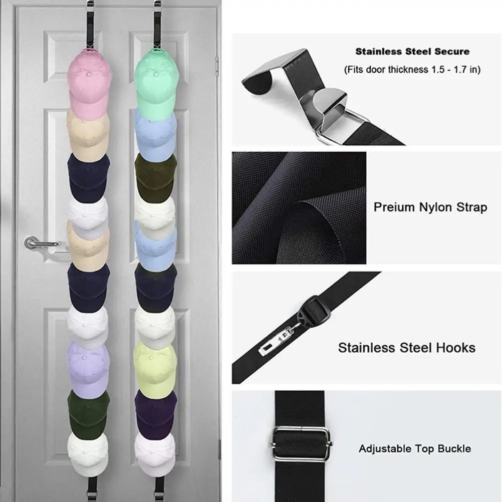 

Closet Hanging Cap Organizer 20 Baseball Cap Rack Hat Organizer Holder Hat Storage for Ball Hats Golf Caps Beanies Sports Cap