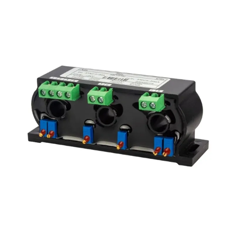 ​​Three-Phase AC Current Transmitter, 20A-100A Perforated Current Sensor with 4-20mA/0-10V Output Signal Conversion Module