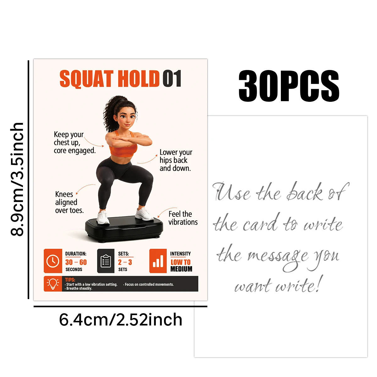 30pcs Vibration Plate Exercise Fitness Instruction Cards With Illustrated Step-By-Step Poses,Beginner Home Workout Routine Cards