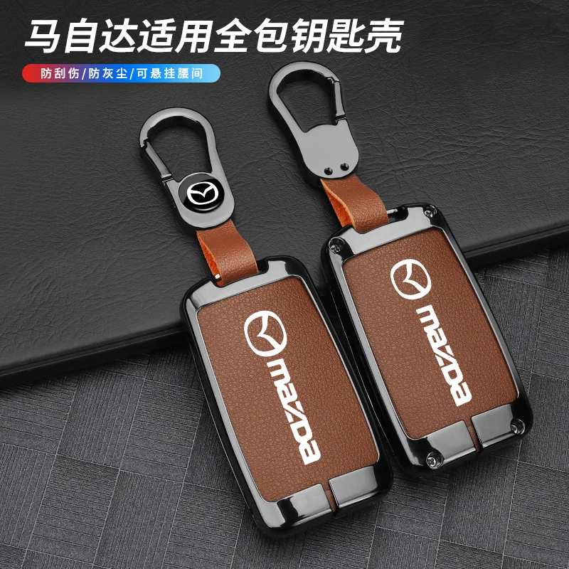 Zinc Alloy Leather Car Key Cover Case Holder Bag For Mazda 3 Alexa BP CX-3 CX-30 CX30 CX5 CX-5 CX8 CX9 CX4 2019 2020 Accessories