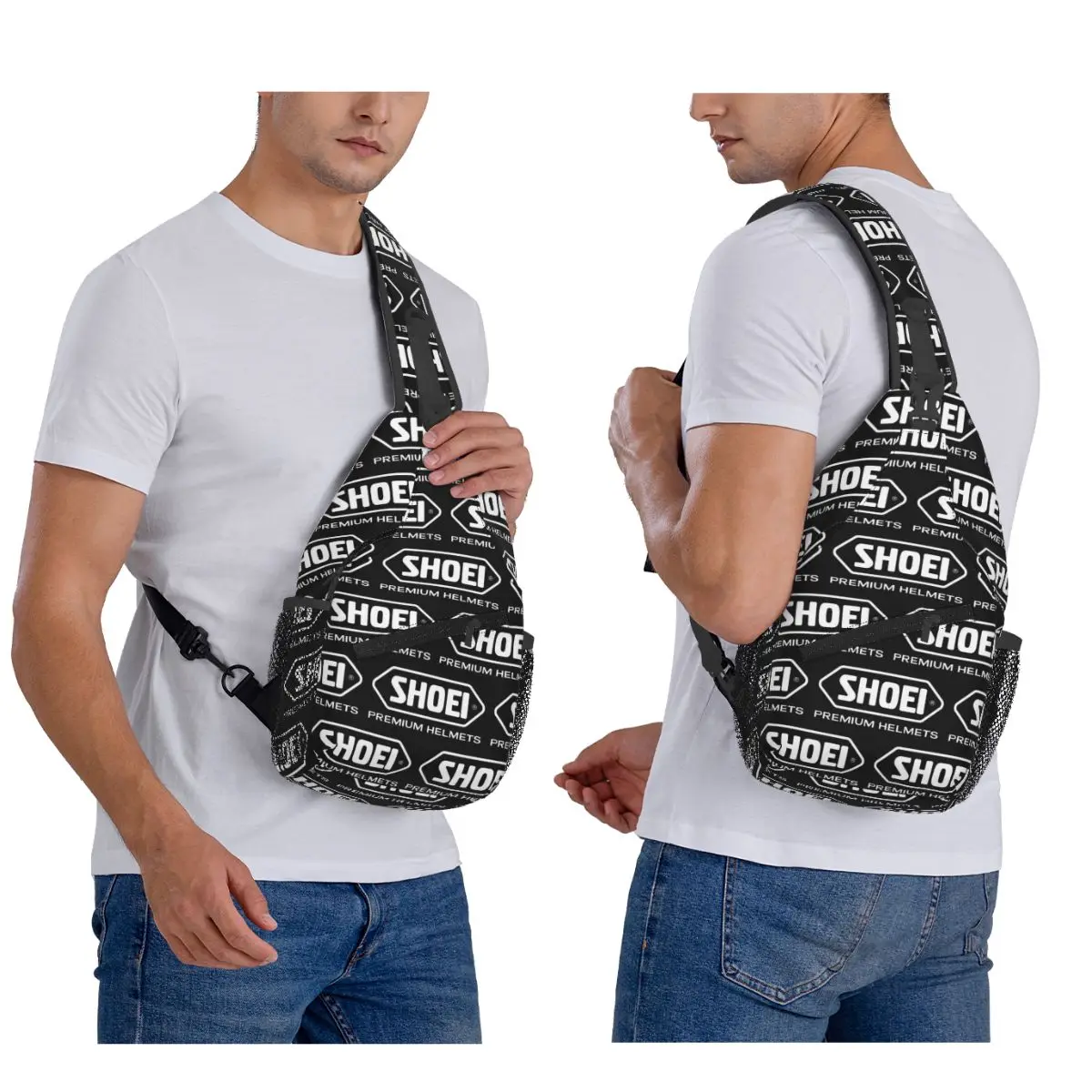 Shoei Motorcycle Helmets Chest Bag Men Sling Crossbody Backpack Chest Bag Traveling Hiking Daypack Shoulder Bag