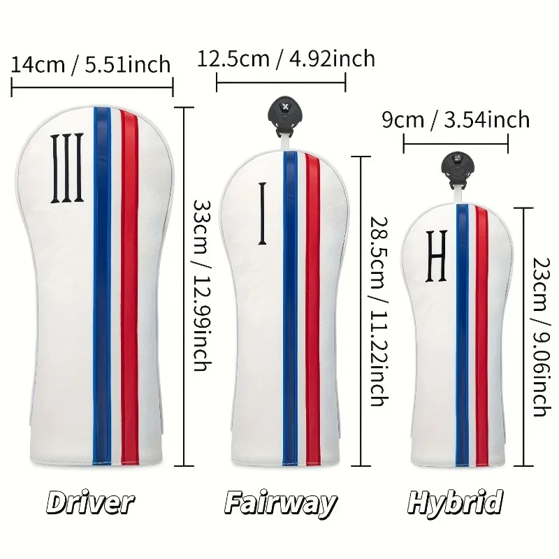 قطعة واحدة من غطاء رأس نادي الجولف، نسخة مخططة حمراء - مادة صناعية متينة، ملحقات نادي الجولف، حماية للرأس