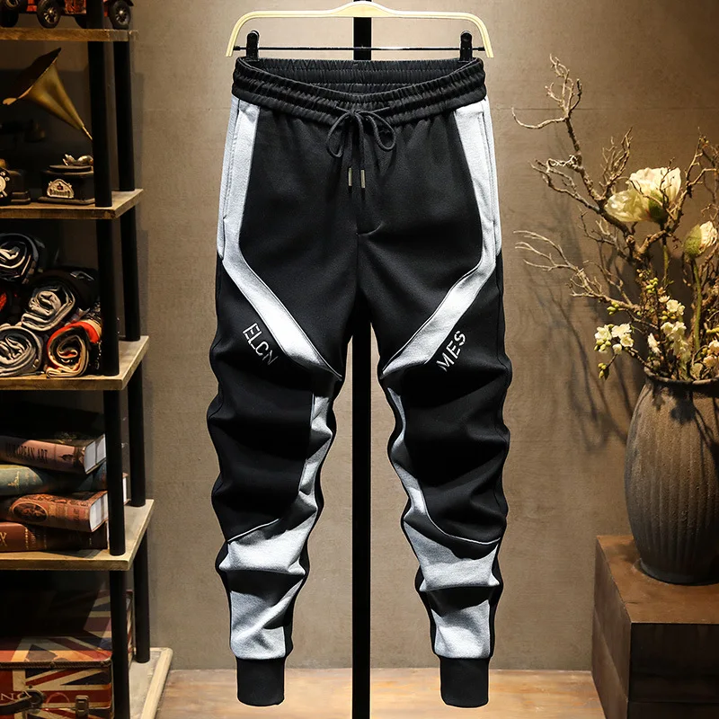 Autumn Fashion Casual Pants Men's Light Luxury Trendy Slim Sweatpants Ankle-Tied Stretch High-End Color Matching Sports Pants