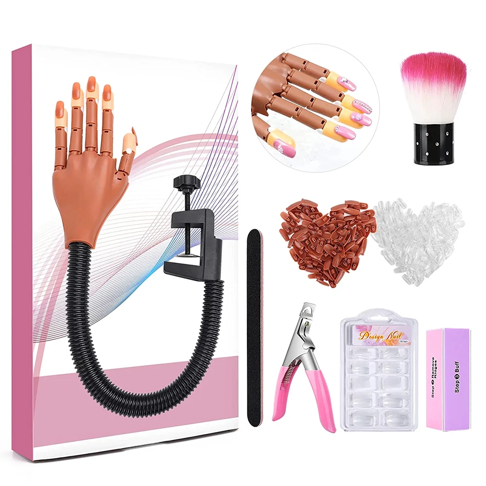 Practice Hand for Acrylic Nails Flexible Nail Practice Hands Training Kits Fake Manican Hands for Nails Practice Movable