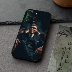Casing Ponsel Penutup Mata Runcing Thomas Shelby untuk Iphone 16 15 11 13 14 Pro Max 7 8 Plus X Xr X Max Casing Penutup Cangkang Hitam 12mini 12 penutup mata kelingking penjualan terbaik - №