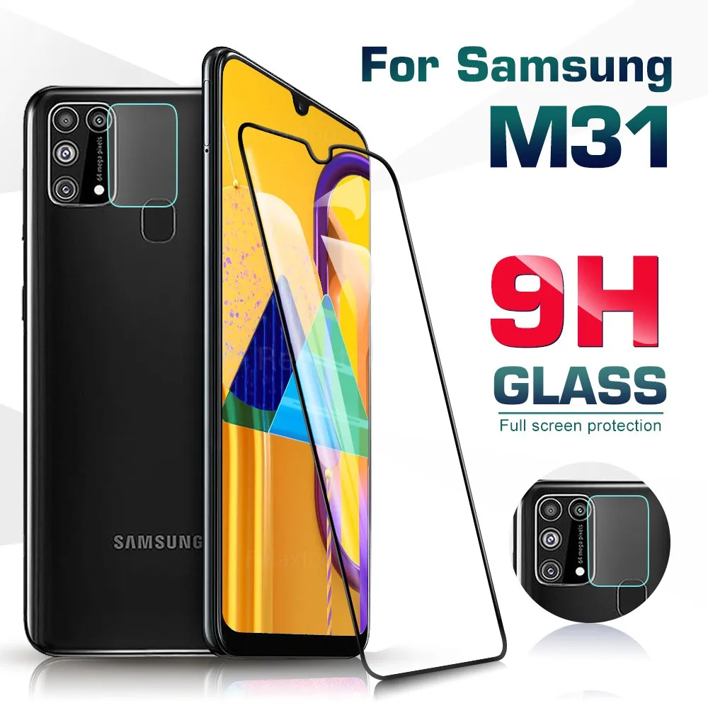 2in1 For  Samsung Galaxy M31 High Quality Screen Tempered Film+ Camera Glass for Samsung Series Screen Protector