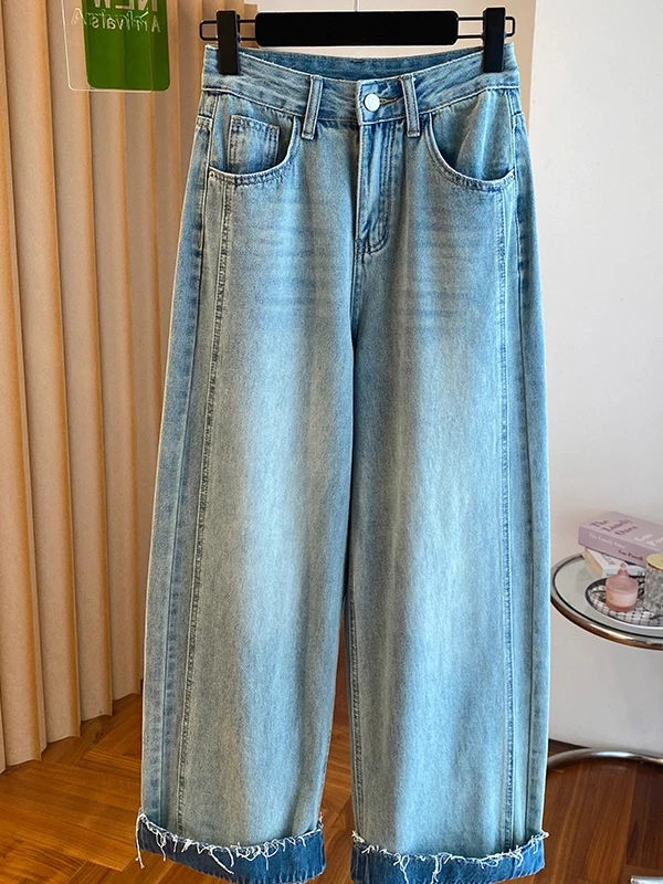 

Джинсы унисекс винтажные прямые широкие из денима, летние, свободные, повседневные, длинные брюки для мужчин и женщин