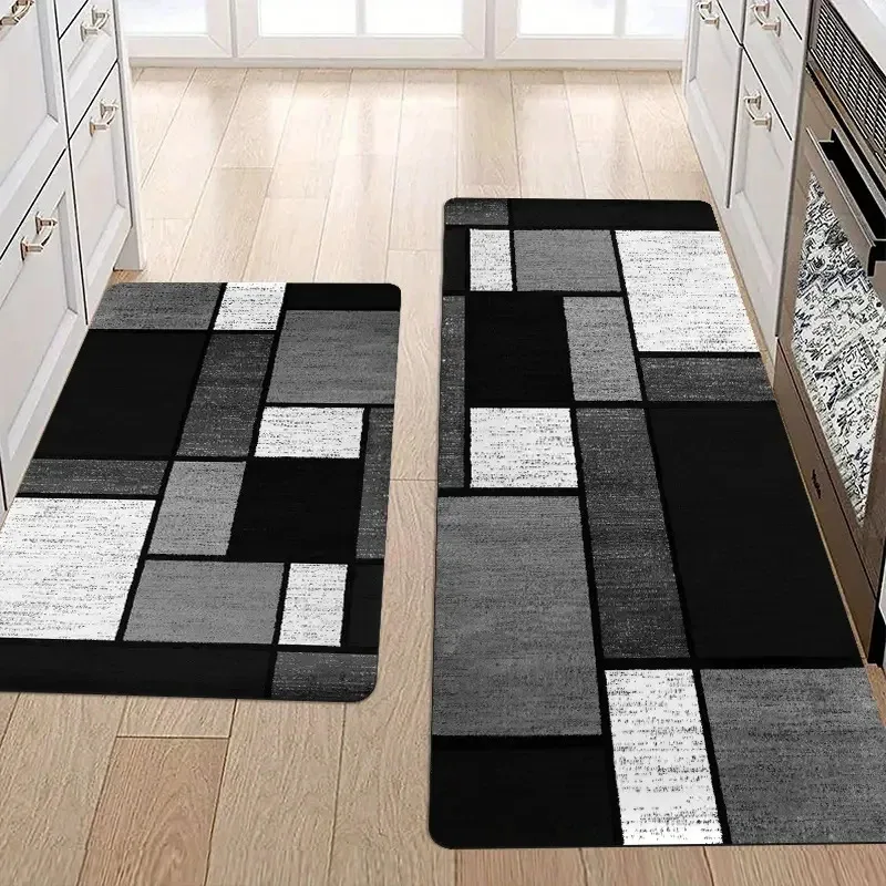 VIKAMA Modern Geometric Non-Slip Rug, Washable Floor Mat, Ideal for Kitchen, Living Room, Entryway Home Decor Rug