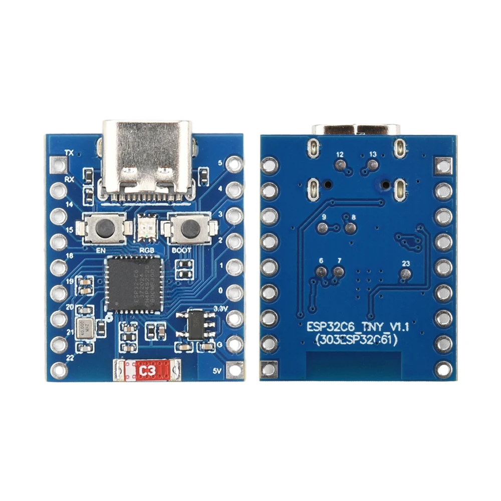 ESP32-C6-TINY لوحة تطوير صغيرة ESP32-C6FH4 WIFI وحدة بلوتوث نوع C لبرمجات التنزيل والتصحيح الأخطاء