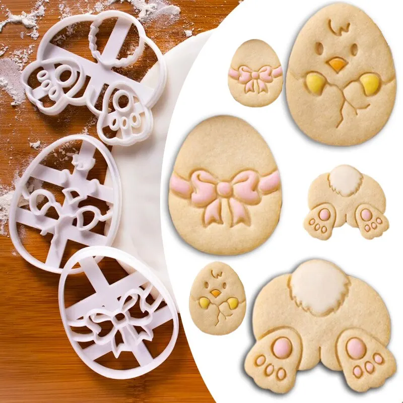 

Easter Plastic Cookie Cutter Rabbit Egg Biscuit Cutter 3D Cartoon Bunny Molds Baking Tools Easter Party DIY Decoration