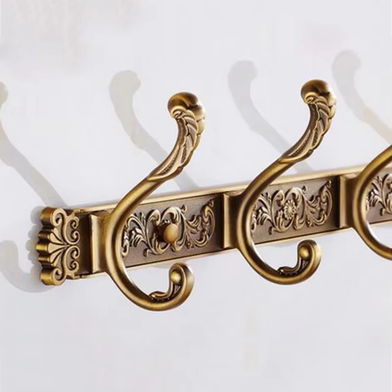 Robe Hooks Antique Zinc Alloy 3/4/5/6Wall Hook Single Clothes Hanger Towel Hooks Bathroom Accessories Decorative Coat Door Hooks