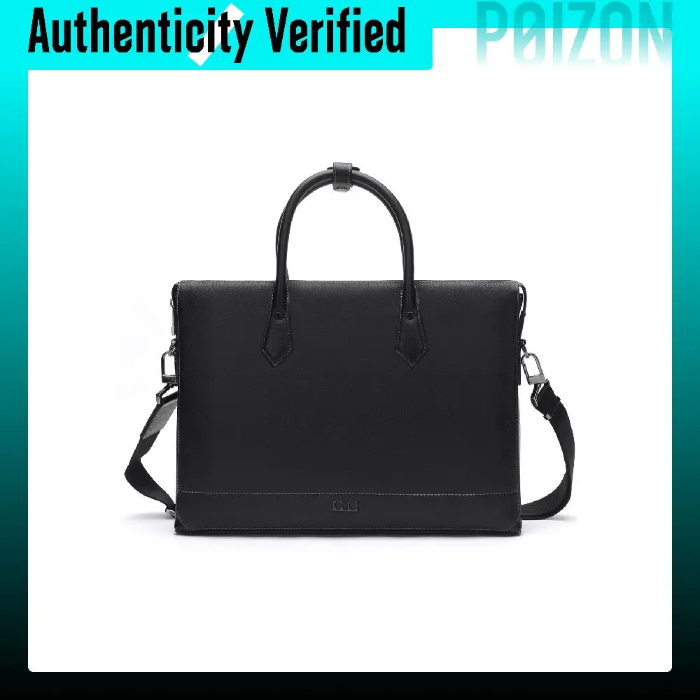 ELLE HOMME Cow Leather Briefcase Regular Men's Black EA588201410
