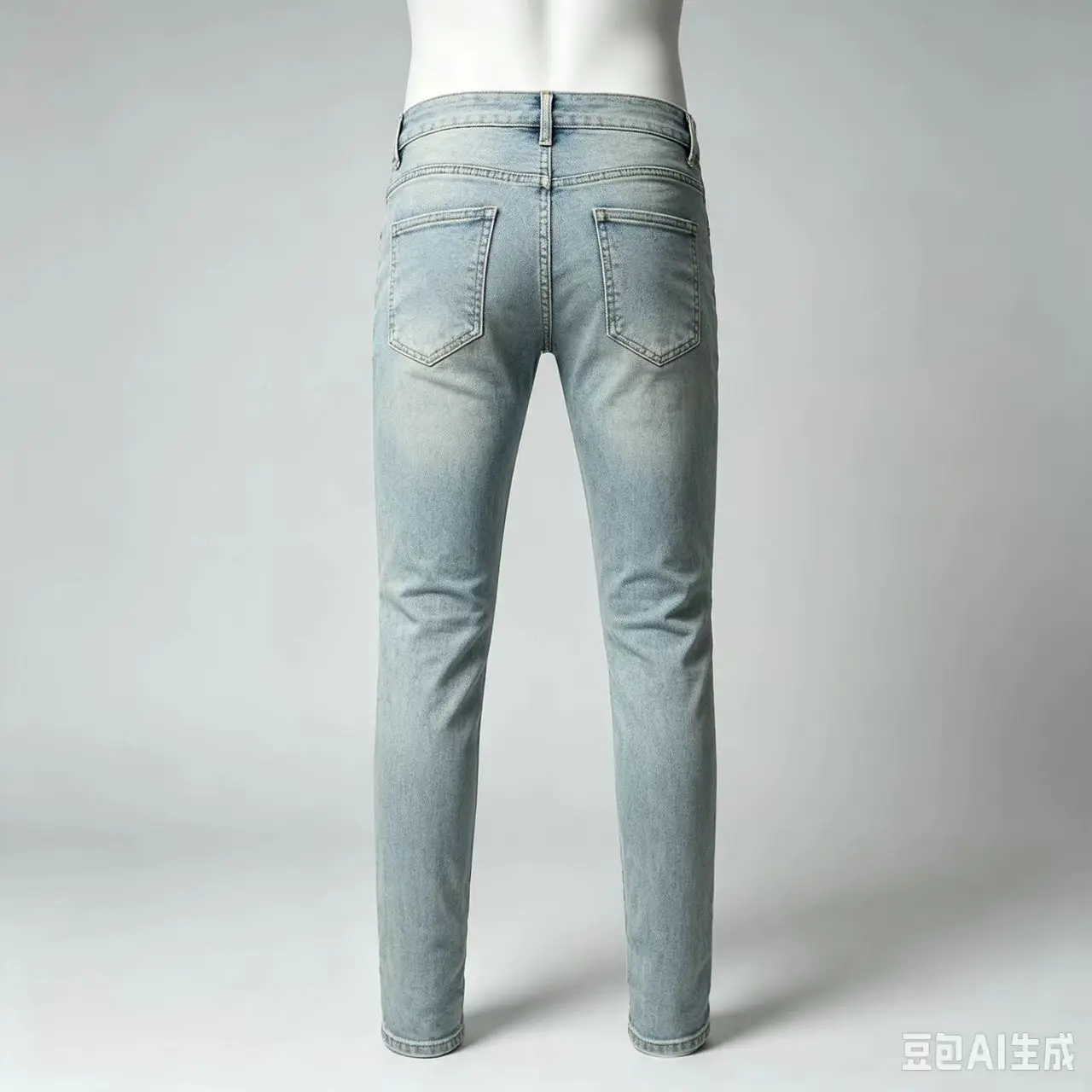 Men's Y2K High-Waist Quality Jeans Light Blue Washed Nostalgic Perforated Patch Hip Hop High Street Fashion Bra