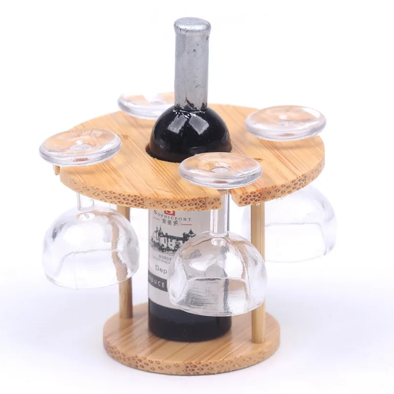 

1/6 1set Mini Wine Rack Wooden Dollhouse Wood Drink Rack Model Simulation Kitchen Scene Miniature Scale Home Decor Decoration