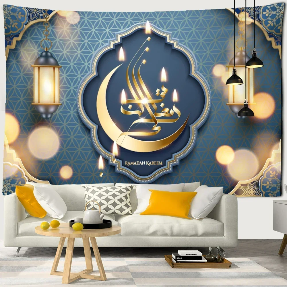 2020 Hot Background Cloth Wall Muslim Ramadan Tapestry Wall Hanging Month Beach Towel Bohemian Home Mural Decor