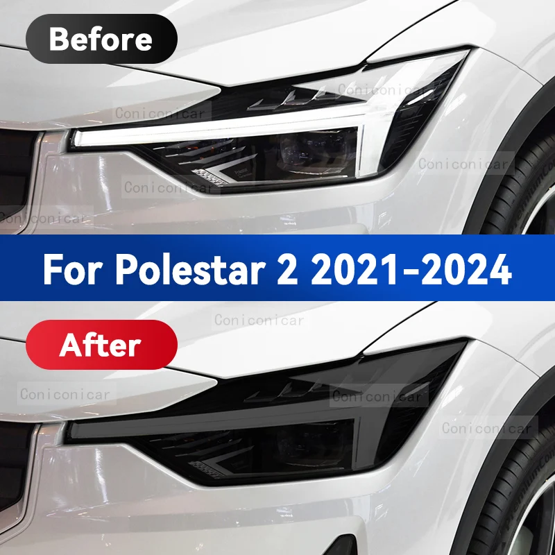 For Polestar 2 2021-2024 2023 Car Headlight Protective Cover Film Front Light TPU Anti-scratch Headlamp Tint Accessories