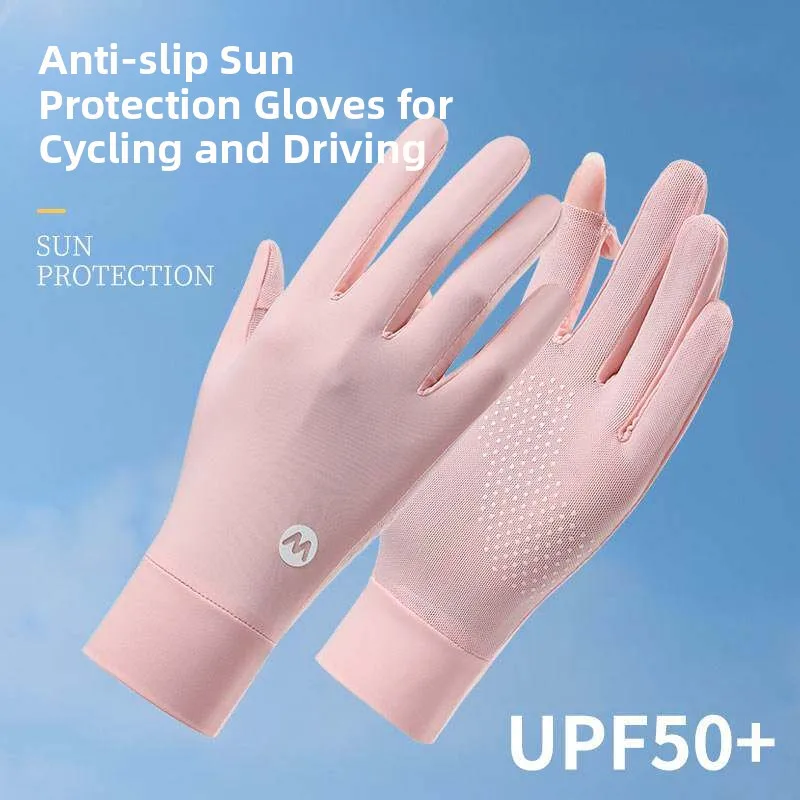 

Перчатки из ледяного шелка с защитой от ультрафиолета для женщин, тонкие летние перчатки для вождения и езды на велосипеде, специальные перчатки для сенсорных экранов, уличные противоскользящие перчатки
