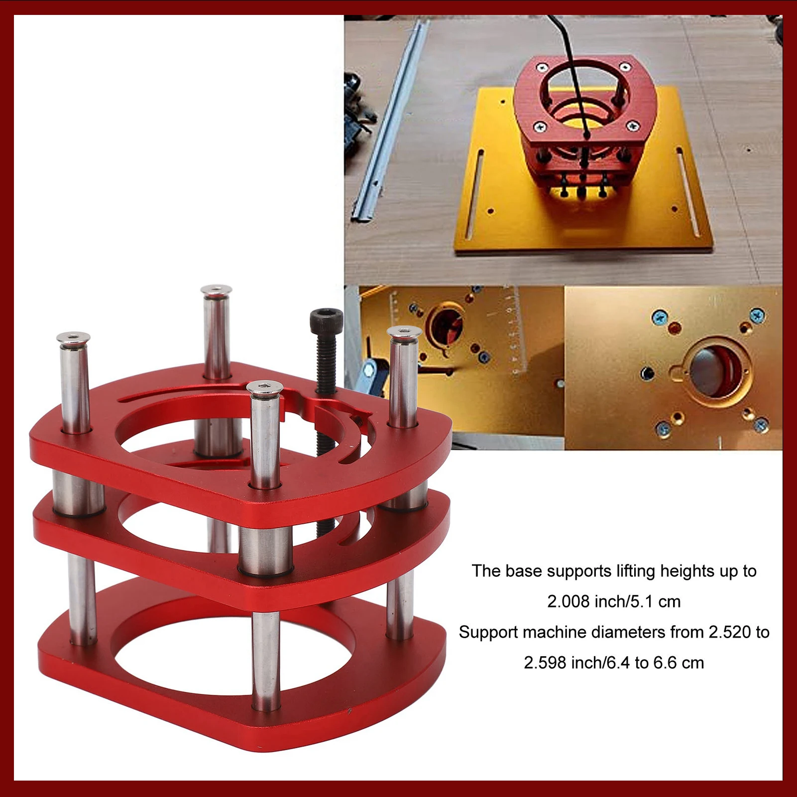 

Router Lift Base Aluminum Alloy Router Table Saw Insert Plate Lifting System Base Kit for Small Trimming Machines