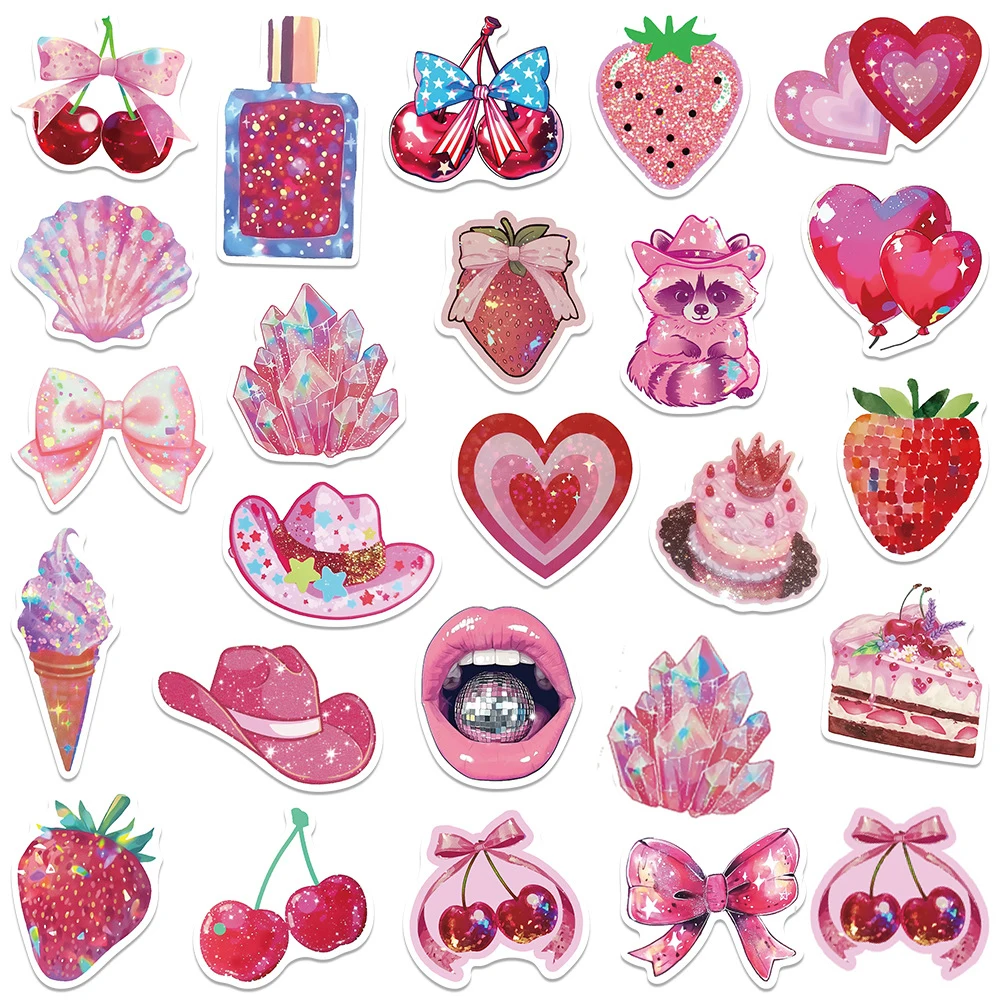 10/30/50 szt. Różowe naklejki w stylu INS, estetyczne, kreskówkowe, kawaii, dla dziewczynki, dziecięce naklejki dekoracyjne, DIY, na notebooka, telefon, walizkę, urocze naklejki