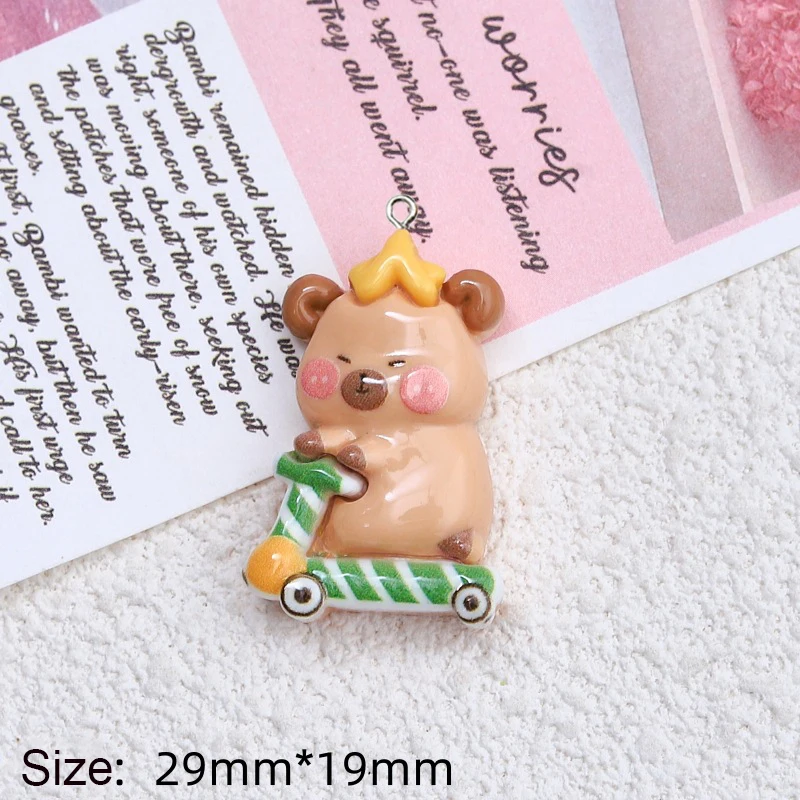 10Pcs Kawaii Cartoon Capybara Resin Charms Glossy Flatback Animal Earring Keychain Pendant for DIY Jewelry Make Crafts Accessory