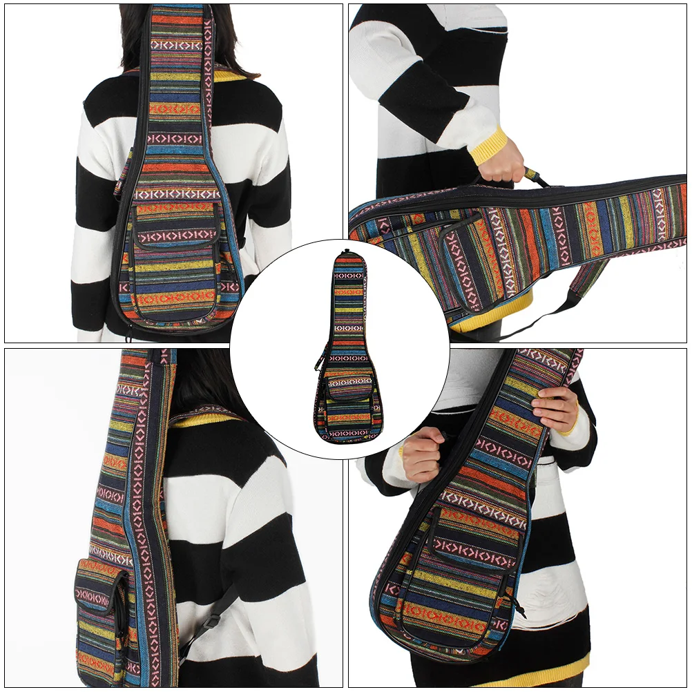 

1pc Ukulele Bag Rainbow Color Lightweight Durable Adjustable Straps Storage Pouch For Musical Instrument Accessory Case