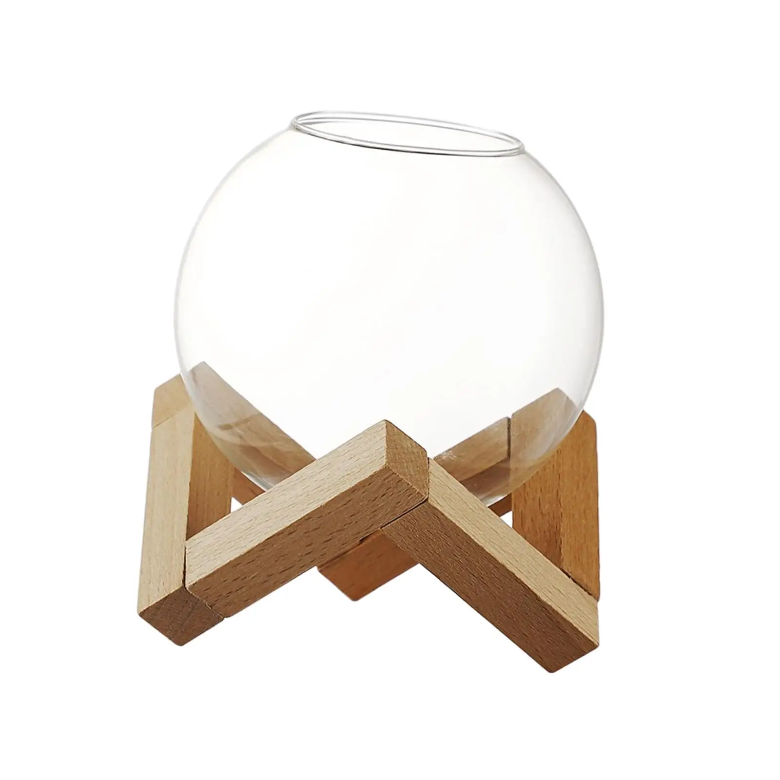 Champagne Cups Glass Ball Shaped Goblet Clear Wine Glass with Wood Beverage Cup Romantic Glassware Suitable for Party
