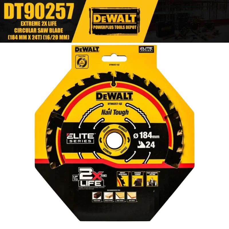 

DEWALT DT90257 DT90259 Circular Saw Blade 2X 184mm 24T Carpentry Dedicated Woodworking Cutting Disc Power Tool Accessories
