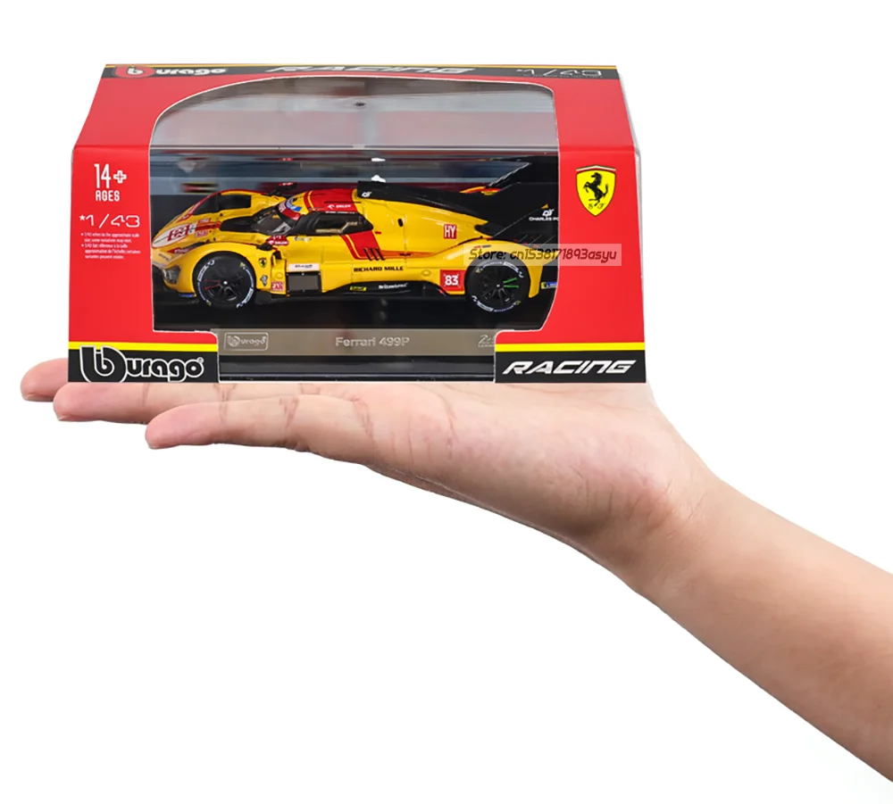 Bburago 1:43 24h LE MANS Ye Yifei Ferrari 2025 499P # 83 schwarze Basis Acrylbox-Basis Legierung Luxusfahrzeug Diecast-Automodell Spielzeug – Detail 5