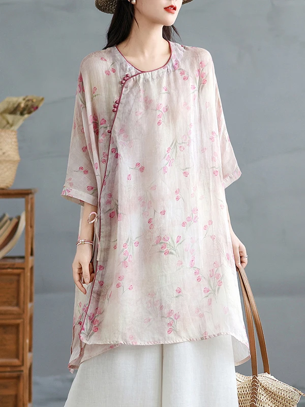 

Аутентичный женский свободный халат средней длины из чистого льна 2025 года, хлопково-льняной чайный костюм, круглый костюм с семью точками, тонкий летний комбинезон для поездок на работу...