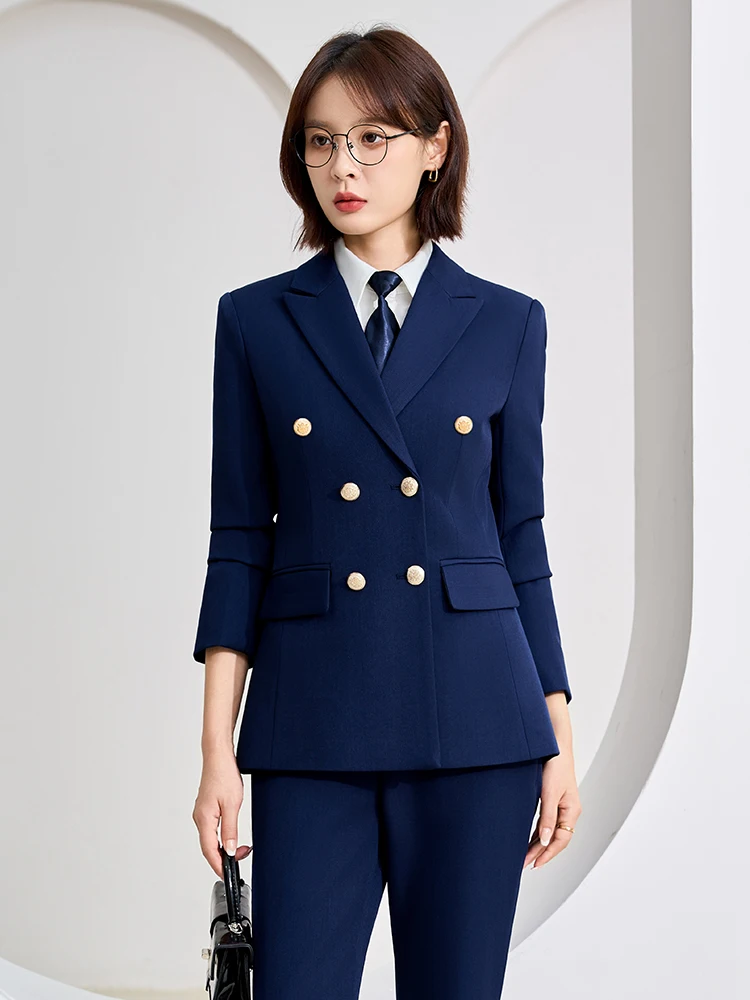 رمادي كحلي أسود المرأة بدل رجالي مكتب السيدات الأعمال ملابس العمل 2 قطعة مجموعة سترة رسمية وبنطلون