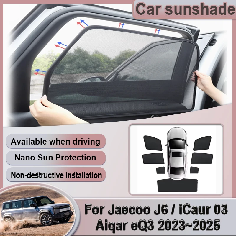 

Mesh Sunshades For iCaur 03 Jaecoo J6 Aiqar eQ3 iCar 03 2024 2023~2025 Window Magnetic Visor Sunshade Curtain Car Accessories