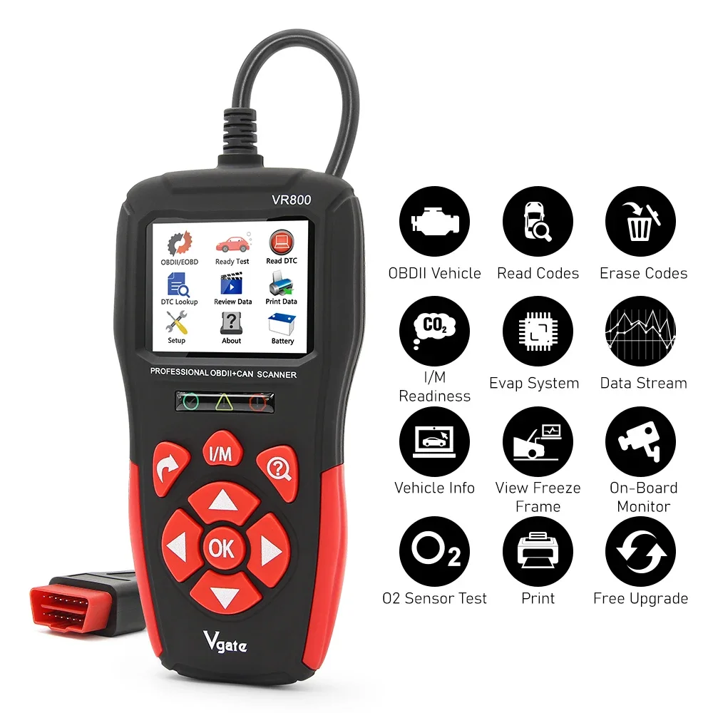 VR800 Enhanced Universal EOBD OBD2 Scanner Fault Code Reader Check Engine Light Auto OBD-II CAN Diagnostic Scan Tool