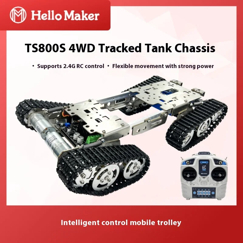2.4G Remote Control Intelligent Car, Tracked Obstacle Crossing Robot, Four-wheel Drive Mobile Chassis, TS800S