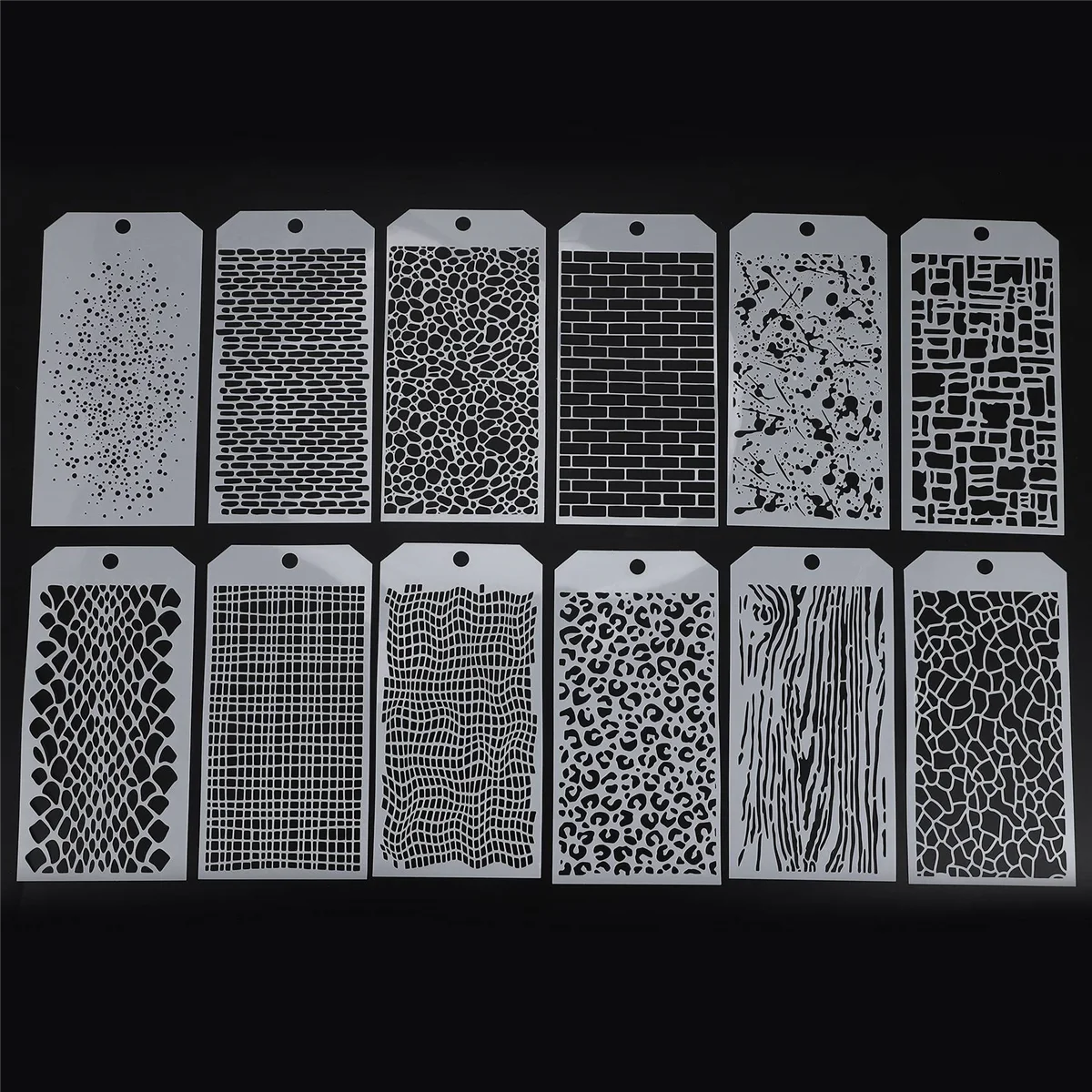 A06K 12 Pieces Stencils for Crafts, Brick Dot Layering Stencils Mixed Media Art Texture Stencils for Painting on Card Making