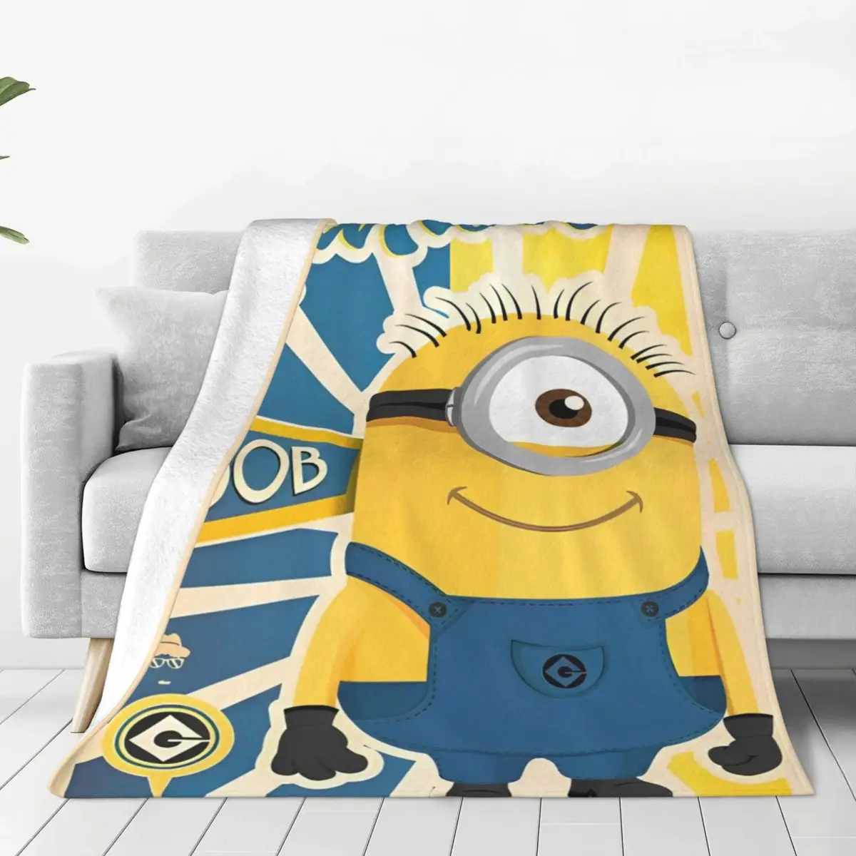 MINISO Minions Blanket Travel Flannel Throw Blanket For Couch Chair Soft Warm Design Quality Bedspread Gift