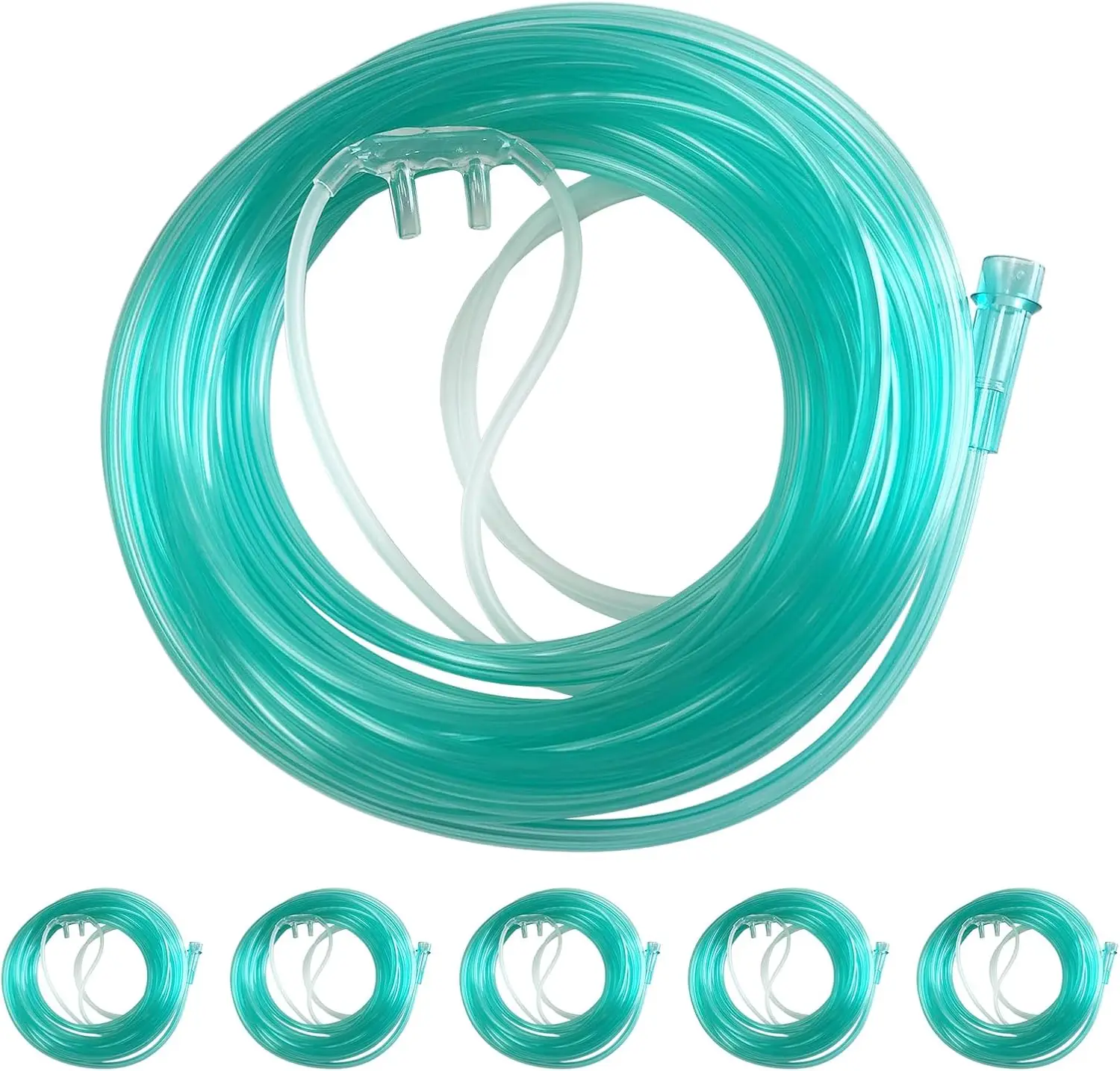 

5 ultra-soft nasal oxygen tubes, equipped with a 16.4-foot (5-meter) anti-twist tube, suitable for adult use