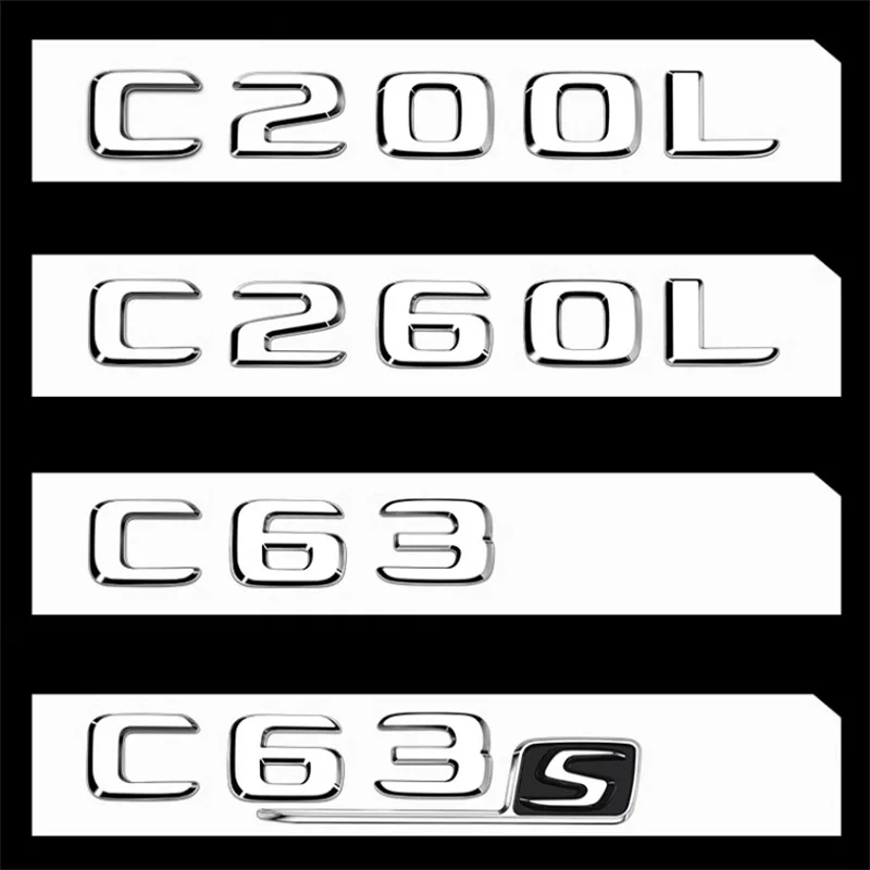 

Car Sticker Trunk Tail Label Badge Letter Number Emblem Decal LOGO For Mercedes Benz C Class C63S C63 C200L C260L AMG TURBO