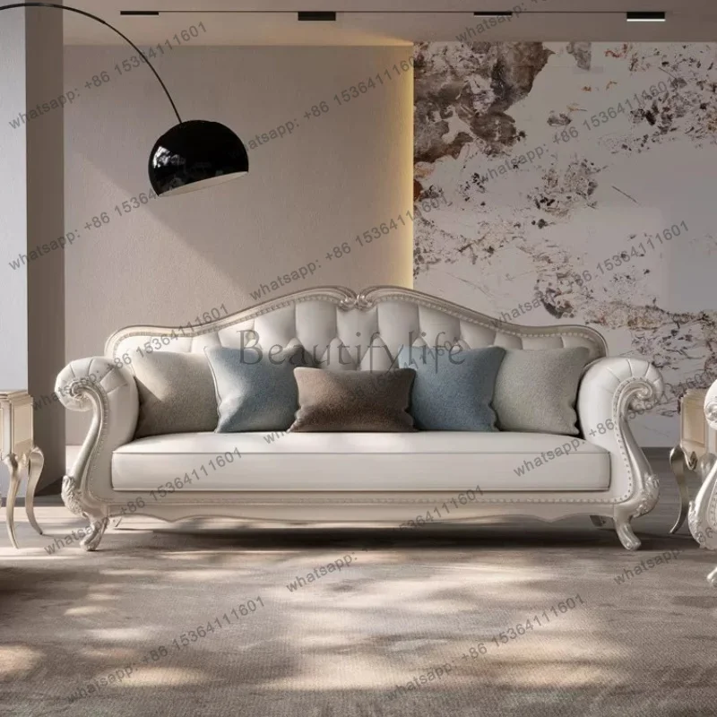 FG Home American style light luxury leather sofa retro single double triple quadruple living room sofas and seating couch furnit