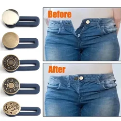 1PC Metal Button Extender Perfect To Any Jeans Pants Free Sewing Retractable Jeans Waist Button Extended Buckles Fixing Kit