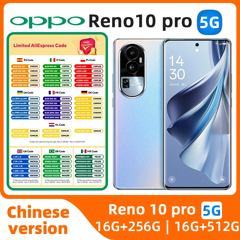 

OPPO Reno 10 Pro 5G SmartPhone Dimensity 8200 6.74 AMOLED 100W Super VOOC 4600mAh Android 13 ColorOS 13 OTG used phone