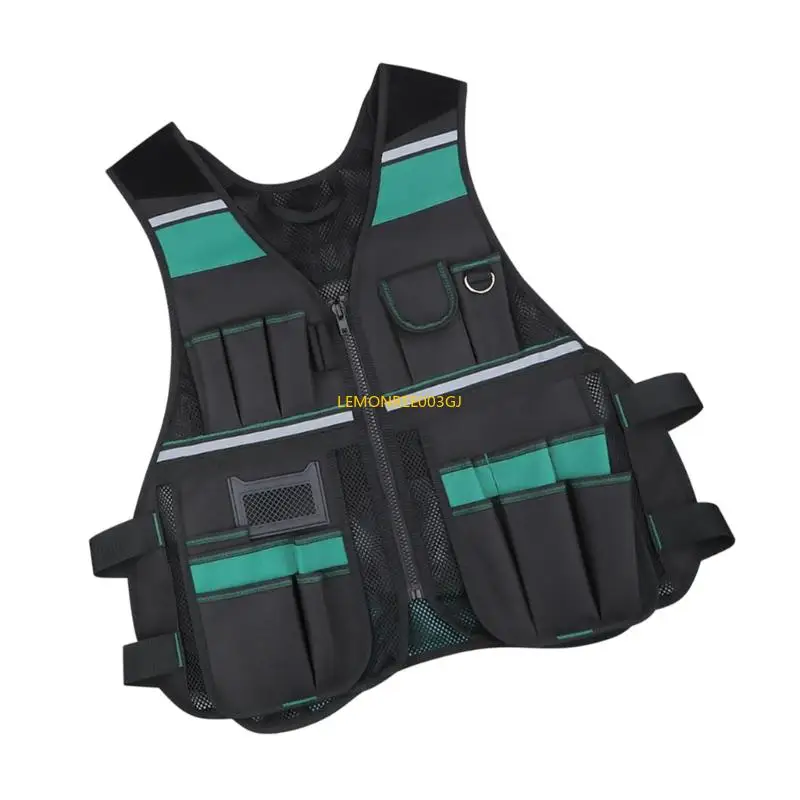 

M4YC Electrician's Tool Vest High Visibility Workwear For Carpenters And Construction Workers With Multiple Pockets
